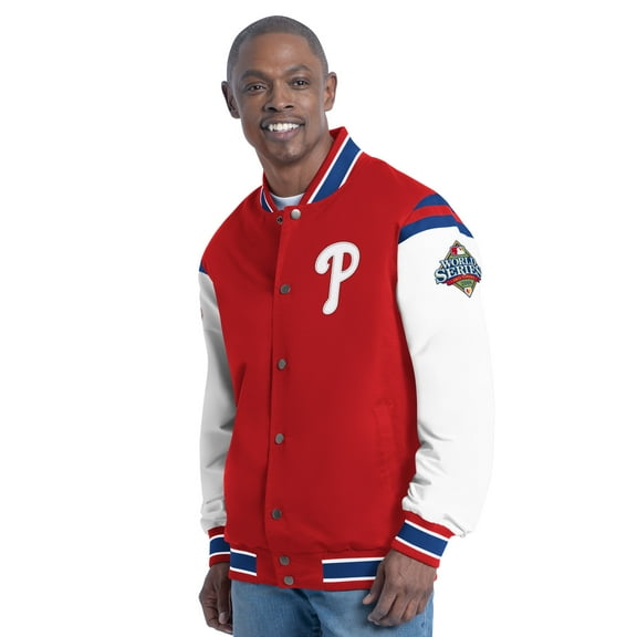 Men's-G-III Sports by Carl Banks  Red Philadelphia Phillies Recruit Commemorative Full-Snap Varsity Jacket