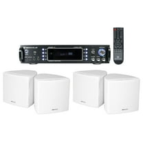Rockville 1000 Watt Home Theater Bluetooth Receiver (4) 3.5" White Cube Speakers