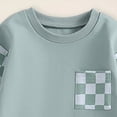 thumbnail image 5 of Xudanell Boy Baby Clothes 3 6 9 12 18 24 Months Boys Winter Jogger Grid Pants Outfits Contrast Color Sweatshirts Boy Outfits Green 6-12 Months, 5 of 5