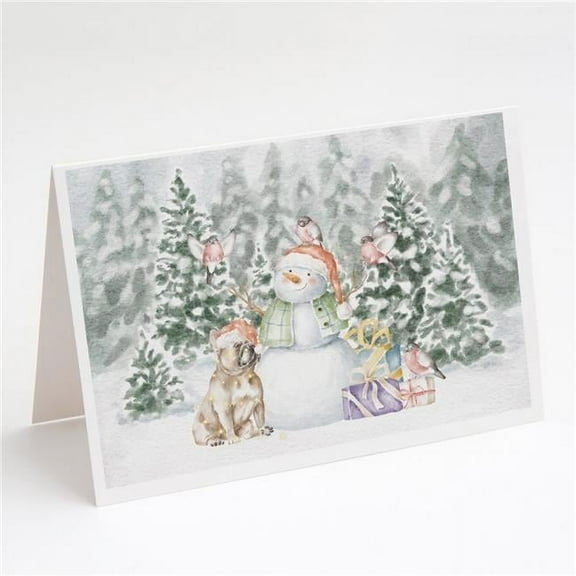 French Bulldog Fawn with Christmas Presents Greeting Cards and Envelopes Pack of 8 7 in x 5 in