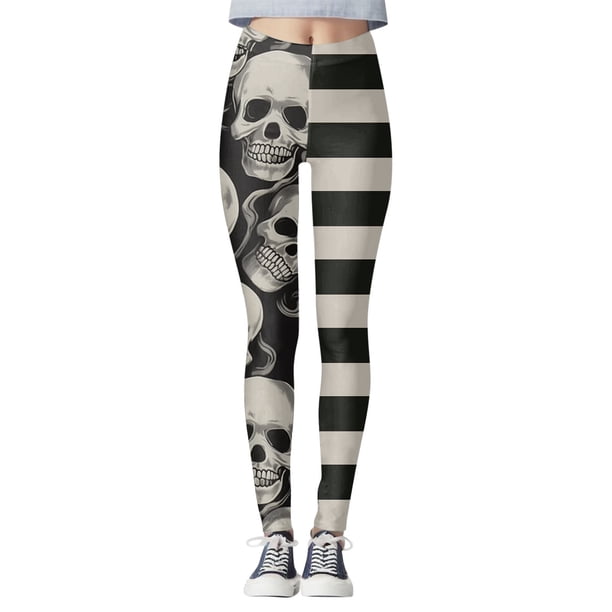 Gibobby Leggings deportivos Mujer Mallas con estampado para Halloween para mujer, mallas paraportivas con Control de yoga para mujer, mallas para talle(Gris, XXL)