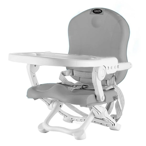 Silla Periquera de Bebe Portátil Plegable con Altura Regulable con Charola para Comer Gris GAON Booster