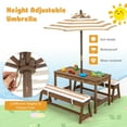 thumbnail image 6 of Gymax Kids Wood Picnic Table and Bench Set w/ Cushions Umbrella for Indoor Outdoor Brown, 6 of 10