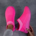 thumbnail image 4 of Womens Lightweight Knit Slip On Sneakers Breathable Non Slip Running Shoes Comfortable Mesh Non Slip Casual Walking Shoe Pink Size 6.5, 4 of 6