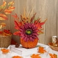 thumbnail image 3 of Briful 12.9"Artificial Pumpkin Floral Arrangement with Burgundy Sunflowers Leaves Fall Table Centerpiece for Harvest Autumn Décor, 3 of 6