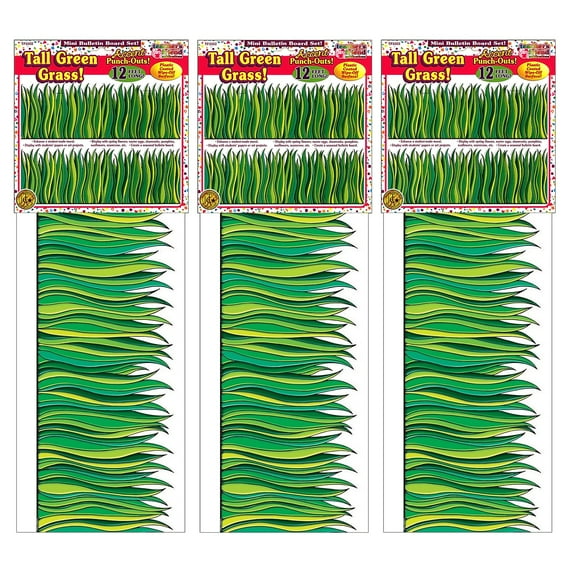 Scholastic Teacher Resources Jumbo Border 8.5" x 12' Green Tall Grass 3 Packs (TF-3302-3)