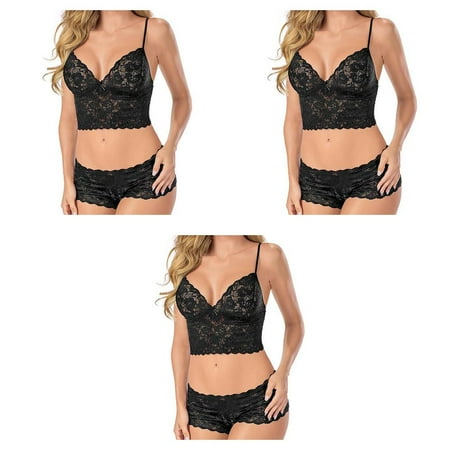 

3 Set Sexy Underwear Set Female Clothes Transparent Temptation Erotic Clothing Lace Underwear Pajamas Set