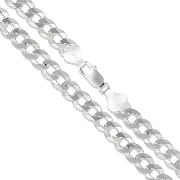 Men's 10mm Solid .925 Sterling Silver Flat Curb Chain Link Italy Necklace 20" Jewelry Female Unisex