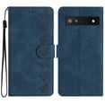 thumbnail image 1 of SaniMore Case for Google Pixel 7A 6.1" 2023, [Card Slots + Cash Pocket] Removeable Wrist Strap PU Leather Embossed Butterfly Flip Kickstand Magnetic Clasp Full Body Protective Shell, Blue, 1 of 9