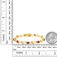 thumbnail image 3 of Gem Stone King 3.55 Ct Pink Tourmaline White Diamond 18K Yellow Gold Plated Silver Tennis Bracelet for Women, 3 of 5