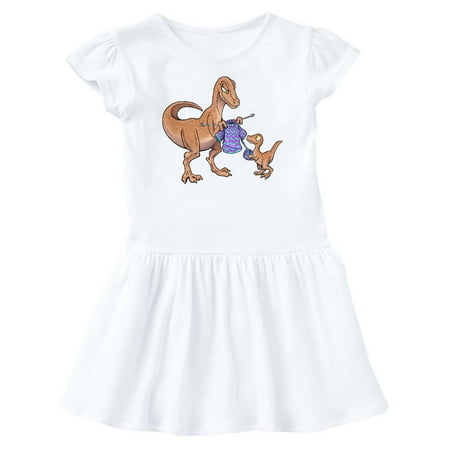 

Inktastic Knitting Dinosaur Mom with Baby Dinosaur Gift Baby Girl Dress