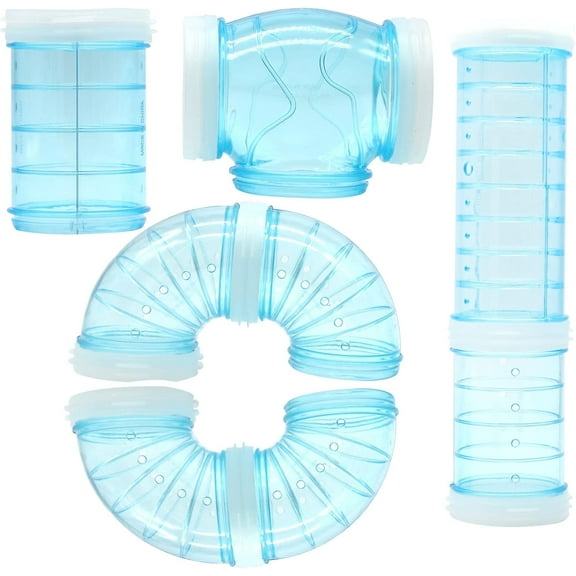 8 Pack Transparent Curved Pipe Pet Cage Tunnel Set - DIY Creative Connection Tunnel External Sports Tube for Mouse, Hamster, Rat and Other Small Animals