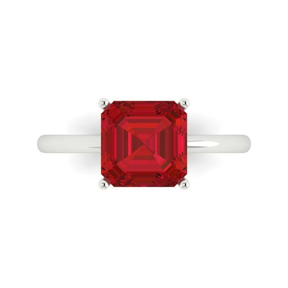 Solitaire Engagement Ring for Women - 2.5ct Simulated Pink Tourmaline in 14K White Gold Promise Ring