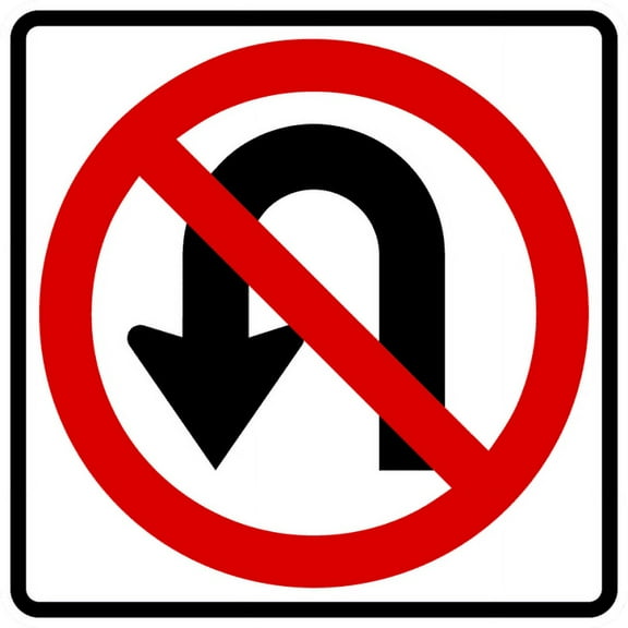 Vinyl Stickers - R3-4-No U-Turn Sign - Safety and Warning Warehouse Signs Stickers - 3.5" x 5" - 3 Pack