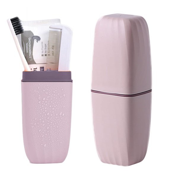 Travel Toothbrush Cup Case,Toothbrush Holder With Cover Travel Toothbrush Containers Portable Toothpaste Storage Toothbrush Case And Carrier For Camping School Business Trip Bathroom (Pink)
