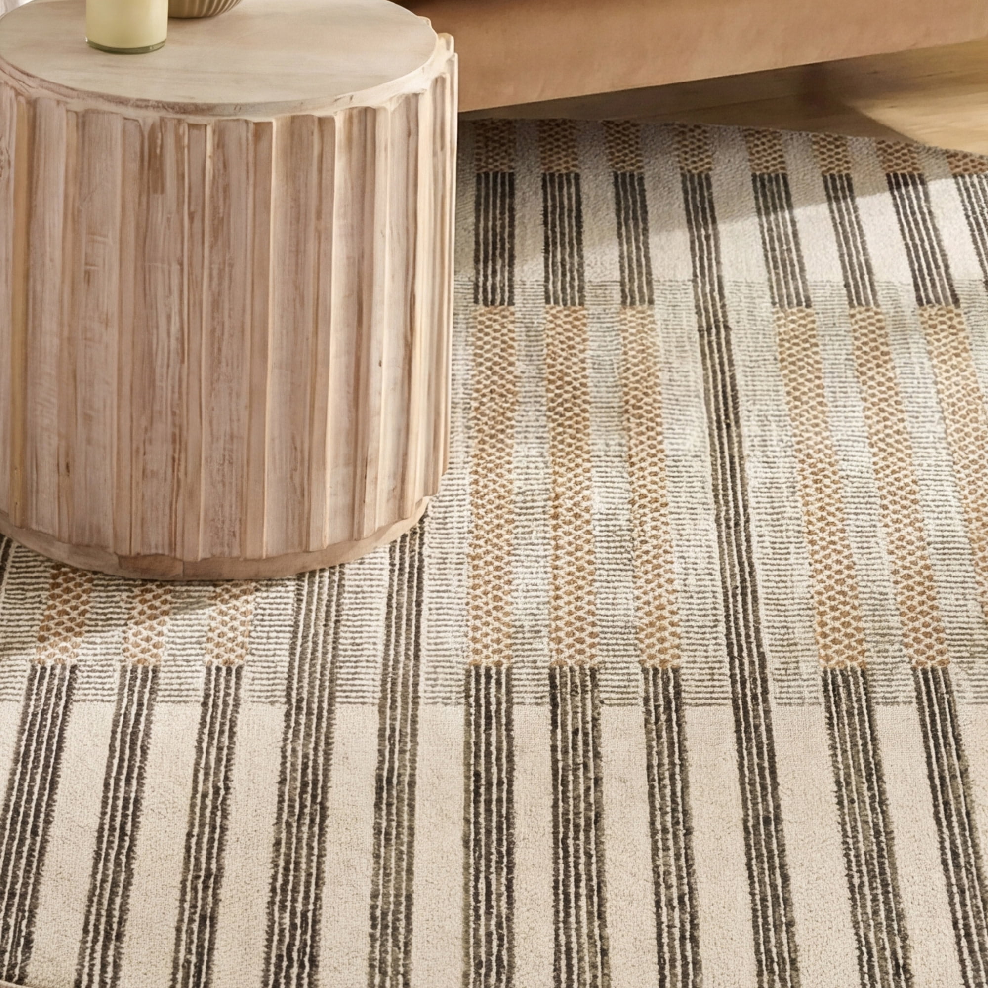 Nourison Nordic 5' x Round Ivory Multicolor Modern Indoor Rug