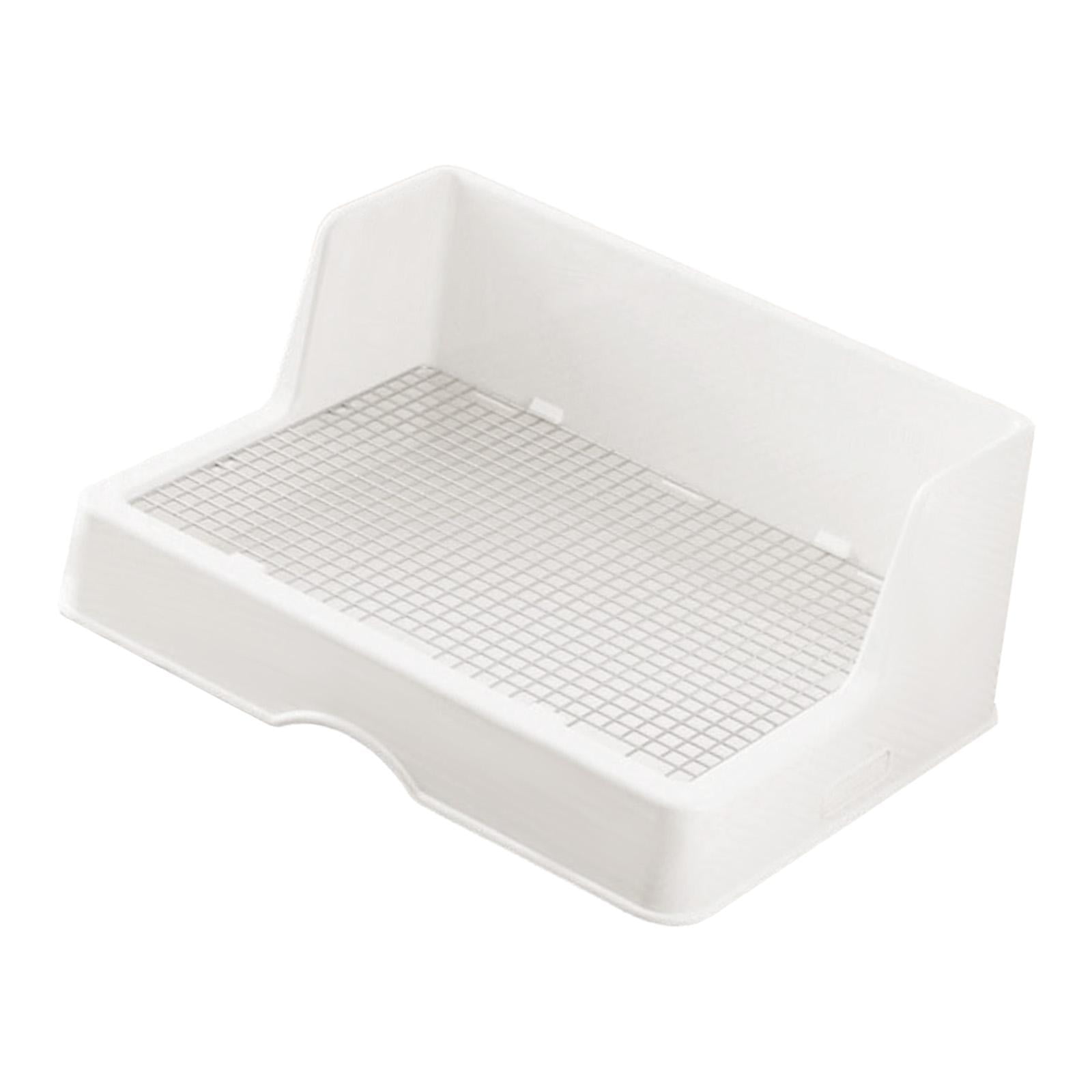 Rabbit Litter Box with Grid Corner Toilet Pet Pan Stainless Steel Deep Basin for Indoor Bunny Habitat