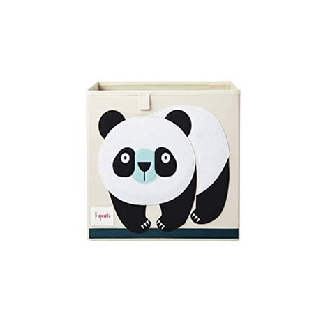 3 Sprouts - Children's Foldable Fabric Storage Cube Box Soft Toy Bin, Panda Bear