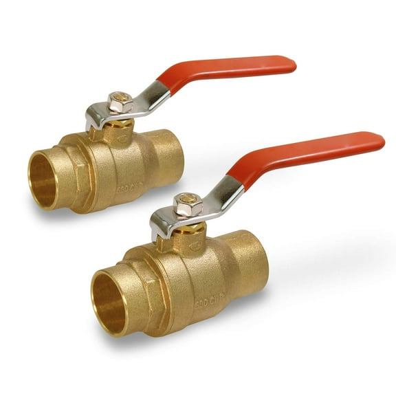 Midline Valve C522224-2 Premium Brass Gas Ball Valve, with 2 in. Sweat Connections (2 Pack)