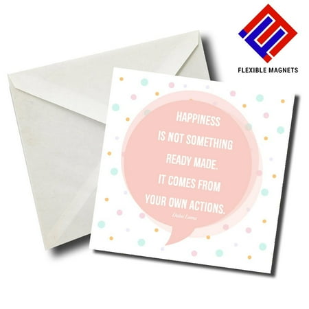 Action Magnet - Happiness Is Not Something Ready Made. It Comes From Your Own Actions Inspirational Quote Magnet for refrigerator. Great Gift! By Flexible Magnets