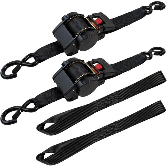 Retractable Ratchet Straps 3500lbs Break Strength, Heavy Duty 2''x10' Auto Retract Tie Down Ratchet Straps Upgraded Controller Retraction Ratchet Strap for Trailer, , ATV