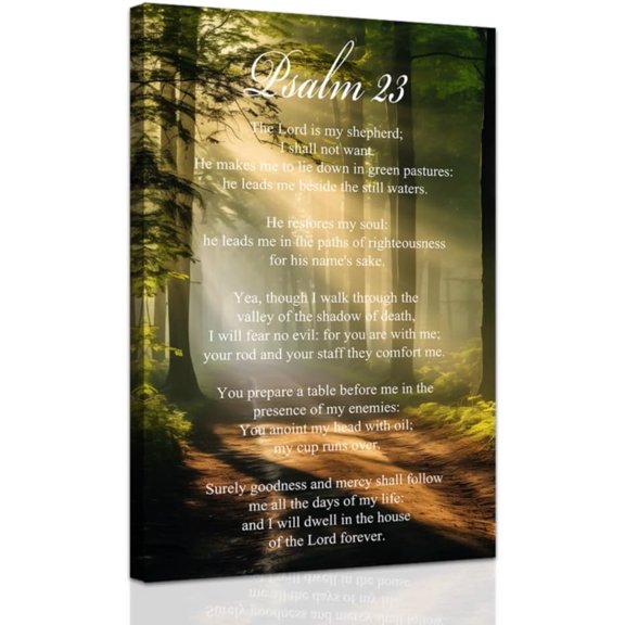 ZHONGYUTONG Christian Canvas Wall Art Psalm 23 Painting Bible Verses Pictures Scripture Wall Decor Inspirational Prints for Home Bedroom Decor Framed (12.00" x 18.00")