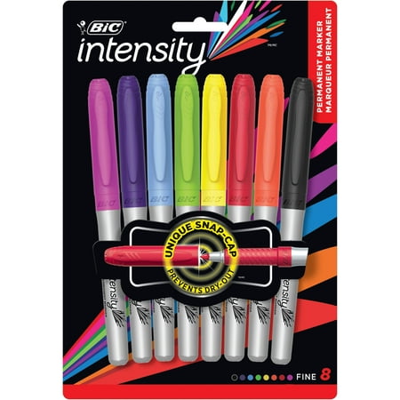 BIC Intensity Fashion Permanent Marker, Fine Point, Assorted Colors, 8