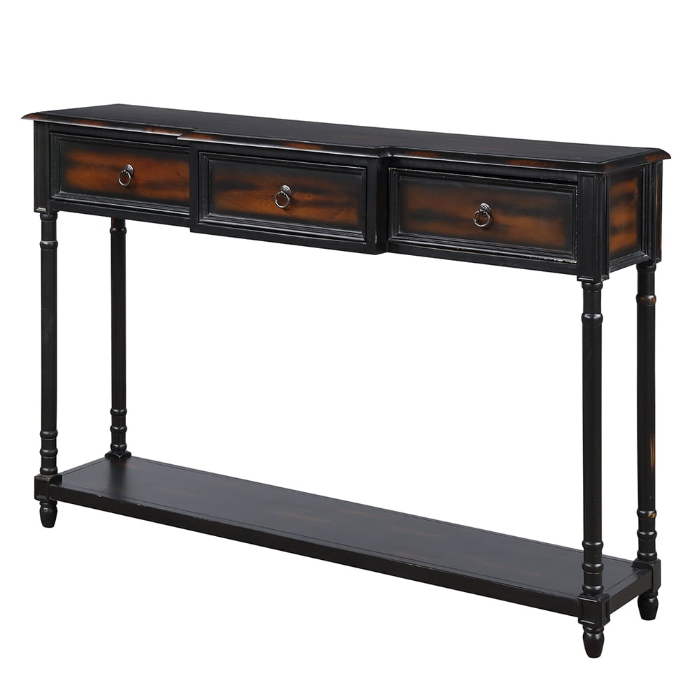 Lowestbest Exquisite Design Console Table, Luxurious Sofa Side Table with Drawers and Projecting Drawers, Espresso Lowestbest Exquisite Design Console Table, Luxurious Sofa Side Table with Drawers and Projecting Drawers, Espresso