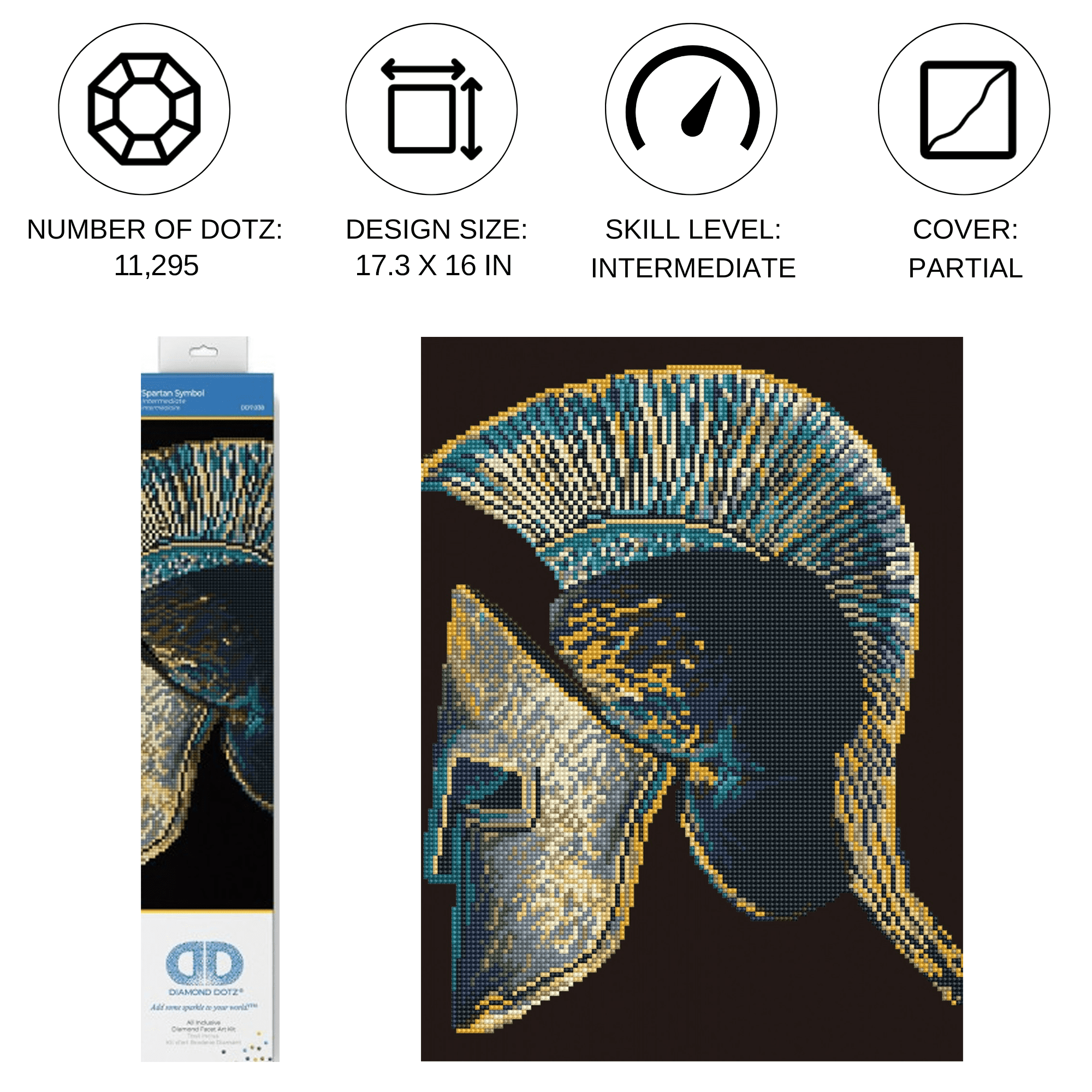 Diamond Dotz Spartan Symbol Sports Diamond Painting Kits for Adults - Diamond Art Kits a Relaxing Creative Craft Kit with Dotz Gems  17.3"x16"