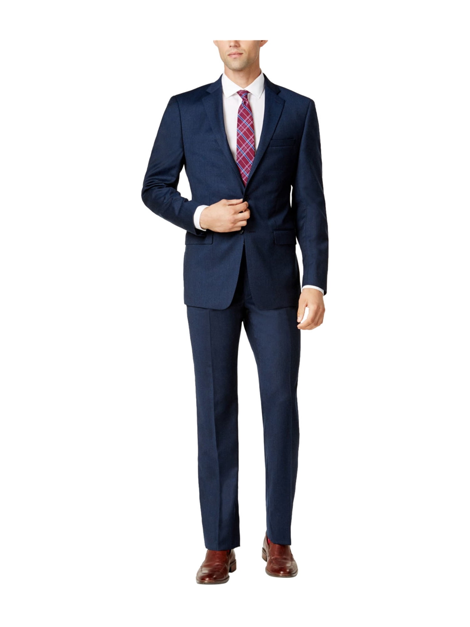 Calvin Klein Mens Flannel Two Button Formal Suit navy 38/Unfinished