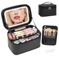 thumbnail image 1 of Bolsa de maquillaje OCHEAL con espejo LED y organizador, color negro, 1 of 8