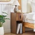 thumbnail image 4 of LEFHDA Narrow Set of 2 Nightstands for Living Room, Slim Bedside Cabinets Small Spaces, Mid-Century Modern Wooden Farmhouse End Tables for Bedroom(Walnut), 4 of 10