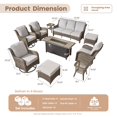 thumbnail image 5 of ODELIO 10‑Piece Wicker Patio Set, 360° Swivel Rocking Chairs, 55000 BTU Propane Fire Pit Table, Ottomans & Side Tables,Grey Outdoor Conversation Furniture, 5 of 11
