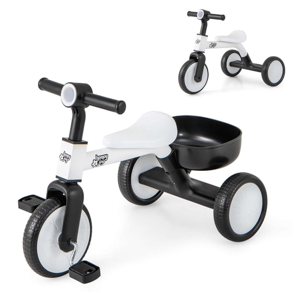 Honeyjoy 2-In-1 Kids Tricycle Auxiliary Balance Bike with Detachable Pedals Toddler Tricycle