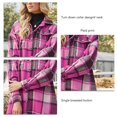 thumbnail image 4 of Abrigo de mujer con estampado de cuadros, dobladillo dividido, cuello vuelto, chaqueta holgada con bolsillos y botones de una sola fila, 4 of 5