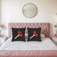thumbnail image 2 of Set of 2 18x18in Throw Pillow Covers with Bold Black Background Featuring Vibrant Red and Green Fruit Vegetable Design with White Dots, 2 of 8