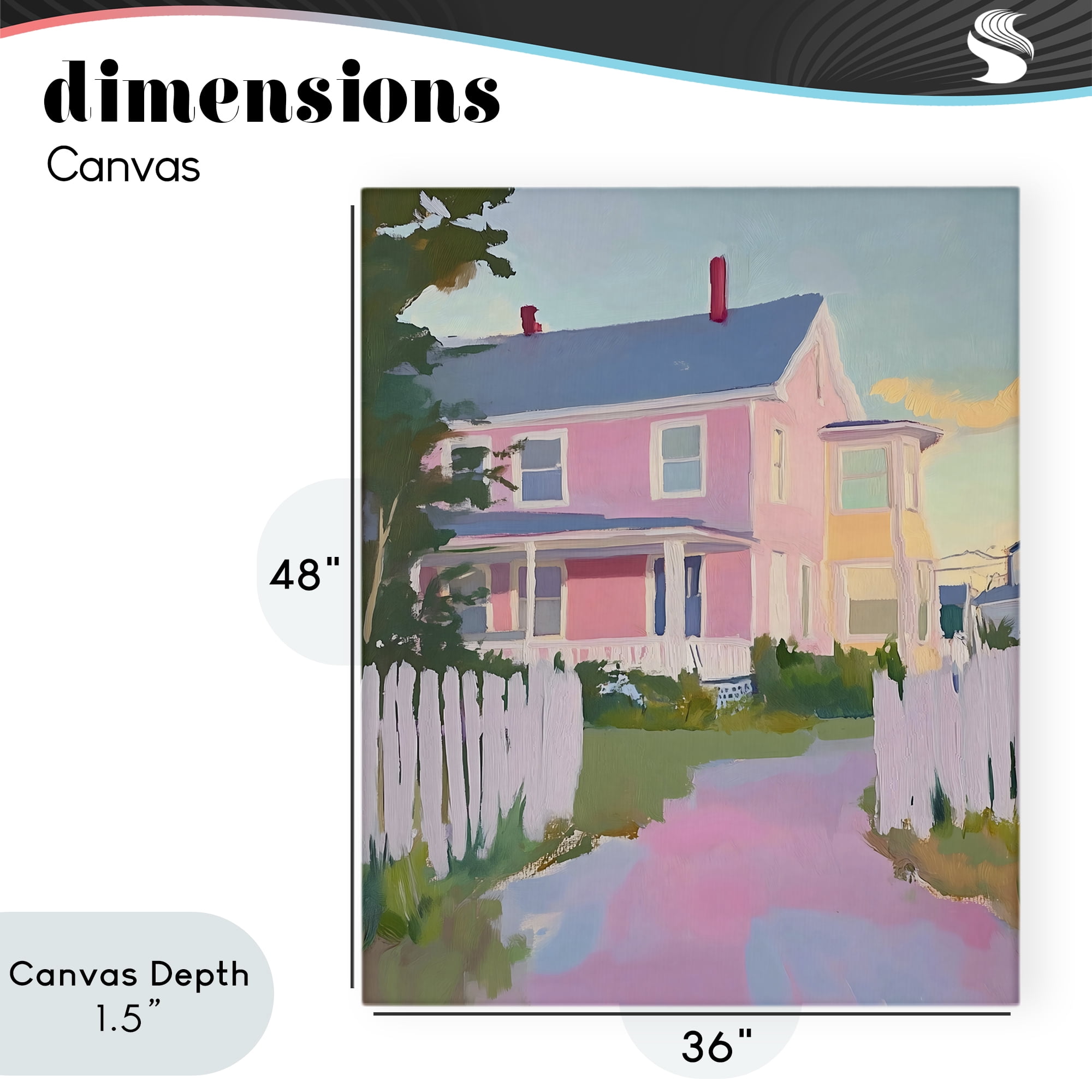 Stupell Industries Pastel Pink House with Fence Canvas Wall Art, design by The Prints Vibe