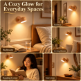 thumbnail image 5 of Rechargeable LED Wall Sconce, Touch Activated Cordless Wall Light with Adjustable Head and Wood Finish, Flexible Reading and Ambient Lighting for Bedside, Hallway, Entryway and Living Room, Style A, 5 of 19