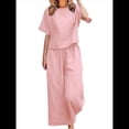 thumbnail image 2 of Conjunto de 2 Piezas para Mujer: Blusa de Media con Cuello y Pantalón con Bolsillos, Informal para el Trabajo y Viajes. Rosa XXL, 2 of 6