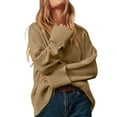 thumbnail image 2 of Suéter Informal de Punto Afelpado de Larga Extragrande para Mujer, Ropa de Otoño Color Camello L, 2 of 9