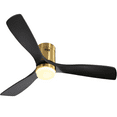 thumbnail image 3 of 52-Inch Solid Wood Ceiling Fan with 3-Color LED Light & Remote Control, Ultra-Quiet DC Motor for Living Room, Bedroom, Office - Gold Finish, 3 of 8