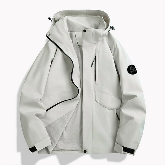 uublik Rain Jacket Women Hooded Raincoats Thin Windbreaker Outdoor Jackets with Pockets White Clothes