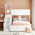 thumbnail image 3 of White Stairway Twin Over Full House Bunk Bed with Two Shelves and Seven Drawers, 3 of 8