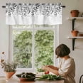 thumbnail image 4 of Black Eucalyptus Leaves Valances for Windows, Rod Pocket Kitchen Valance Curtains - Soft & Washable Small Window Treatment for Living Room, Bathroom, Berry Branch Nature Plant 54x18inch, 1 Panel, 4 of 9