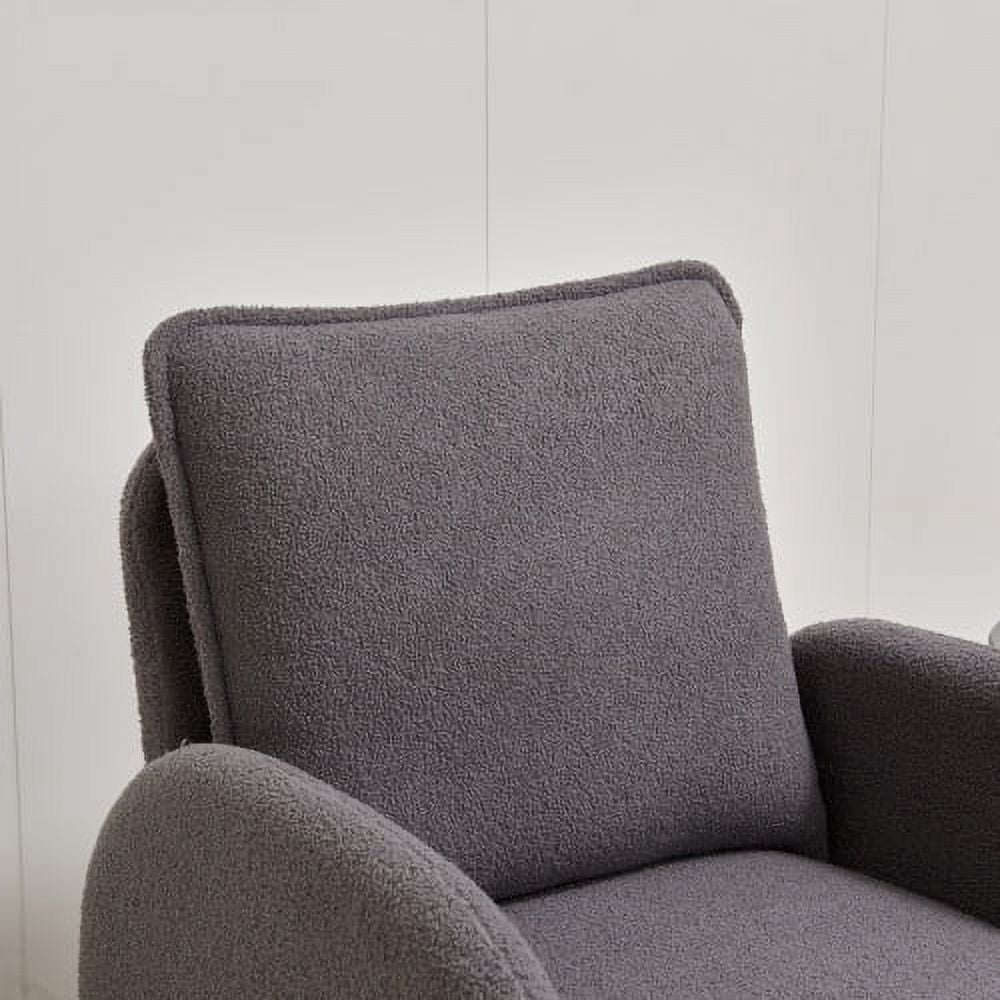 BSHTI Modern Sherpa Upholstered Accent Chair, Comfortable Living Room Armchair, Lounge chair for Bedroom, and Office–Stylish and Ergonomic Design,Gray