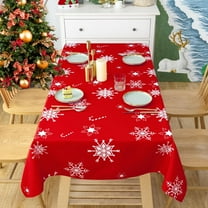 Christmas Table Cloth - Rectangle 60 x 84 Inch - Snowflake Printed Water Resistant Tablecloth, Decorative Fabric Table Cover for Holiday Party Dinner