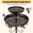 thumbnail image 6 of SLUMLOVE Bird Bath for Outside, 42In Double Metal Bird Bath for Garden Patio Yard Lawn Decor, Upgraded 5-Pronged Base, 6 of 8