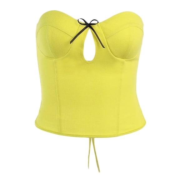 Franhais Women Tops Vest Fashion Soild Color Sleeveless Off Shoulder Casual Party Street Summer Strapless Cutout Vest