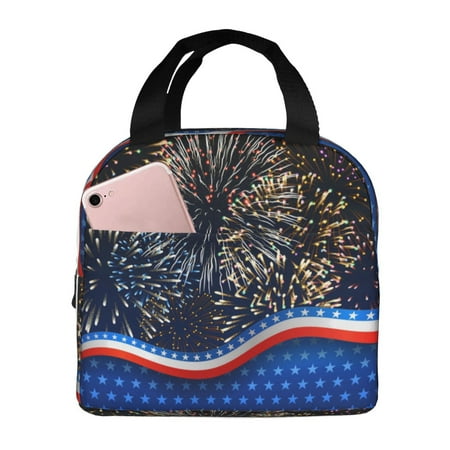 Insulated Lunch Bag for Women Men - Fireworks Leakproof Cooler Lunch Box for Women Men  Lunch Tote Bags for Work School Picnic Travel