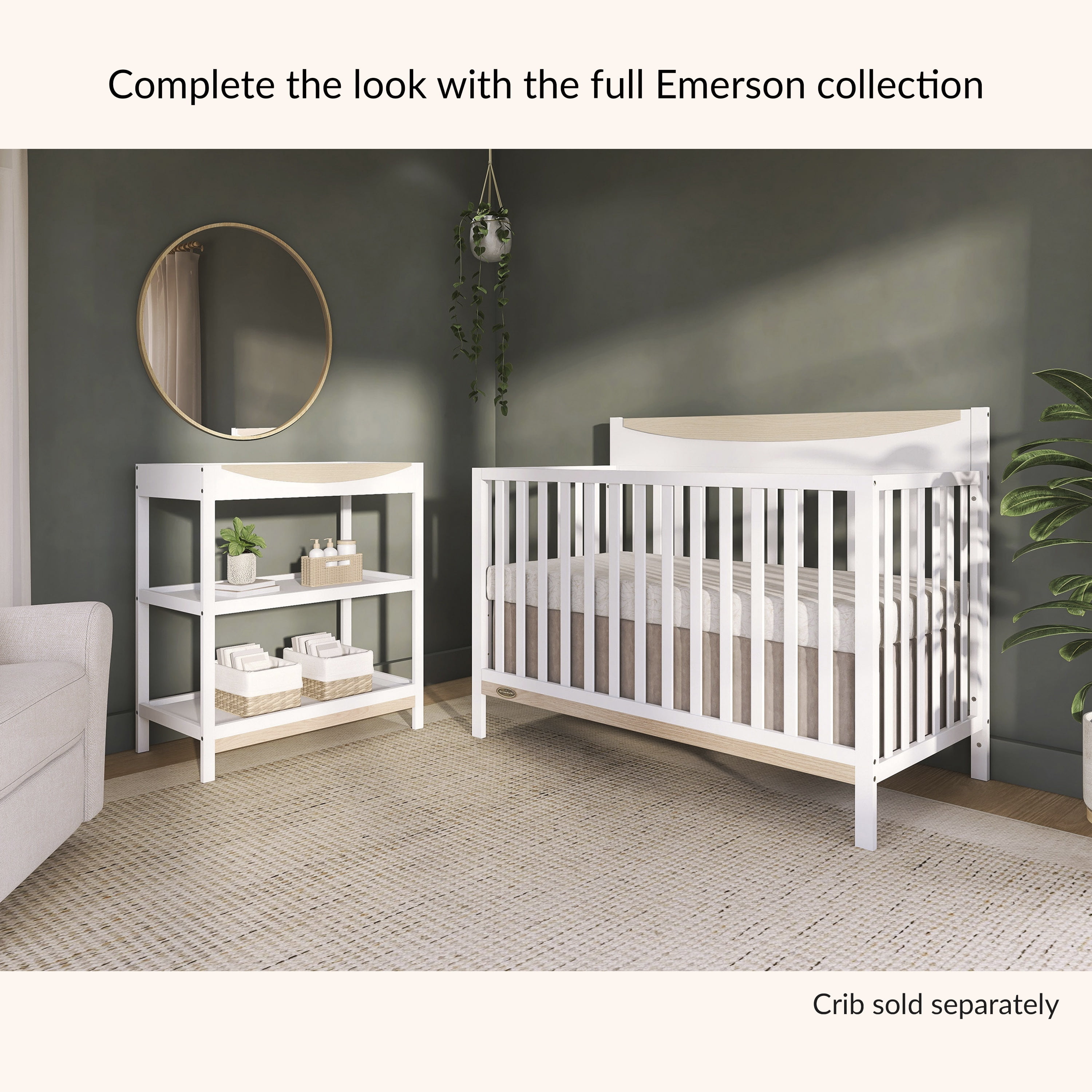 Dream On Me Emerson Changing Table, White & Vintage White Oak